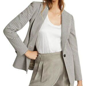 NEW Reiss Geometric Blazer Single Breasted Long Sz 42 Italian Textured